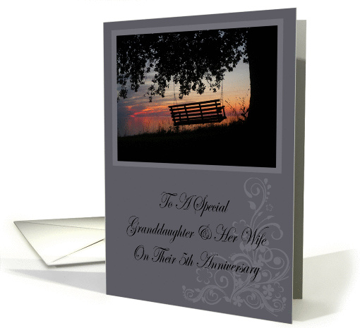 Scenic Beach Sunset Granddaughter & Her Wife 5th Anniversary card