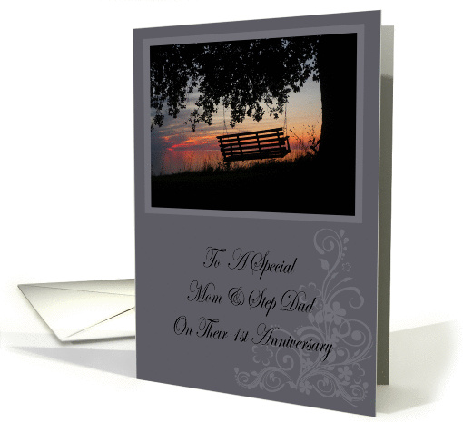 Scenic Beach Sunset Mom And Step Dad 1st Anniversary card (1207420)