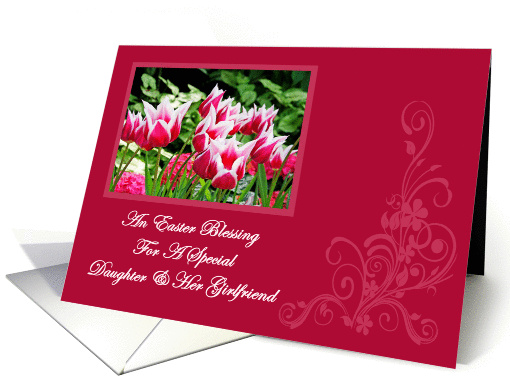 Spring Tulips Easter Blessing Daughter and Her Girlfriend Easter card