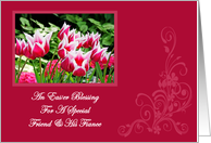 Spring Tulips Easter Blessing Friend and His Fiance Easter Card