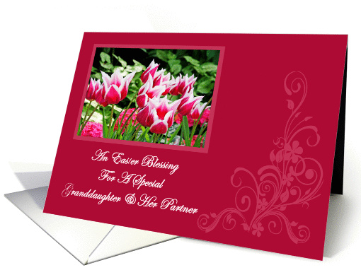 Spring Tulips Blessing Granddaughter and Her Partner Easter card
