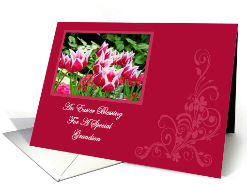 Spring Tulips Blessing Grandson Easter card (1236360)