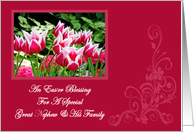 Spring Tulips Blessing Great Nephew and His Family Easter Card