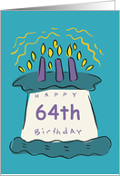 Candles 64th Birthday Card