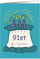Candles 91st Birthday Card