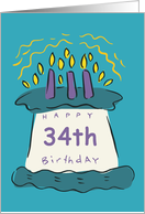 Candles 34th Birthday Card