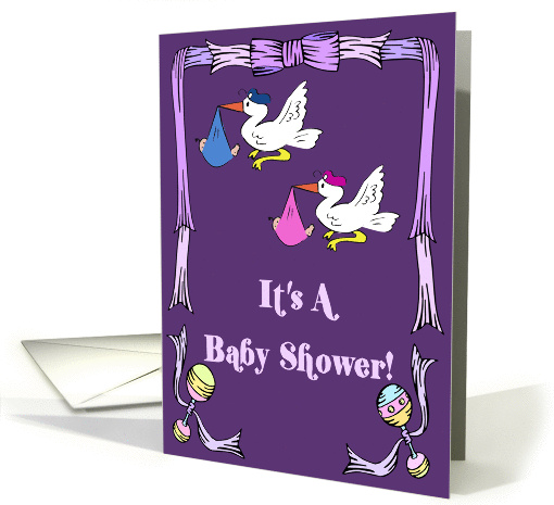 Stork Boy & Girl Twins Baby Shower Invitation card (343655)