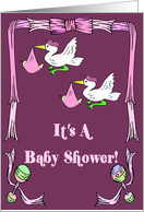 Stork Twin Girls Baby Shower Invitation card