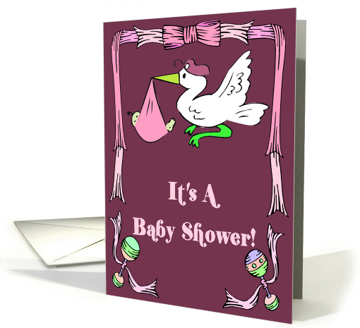 Stork Girl Baby Shower Invitation card (343666)