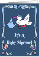 Stork Boy Baby Shower Invitation card