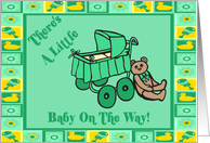 Green Teddy Bear Baby Shower Invitation card