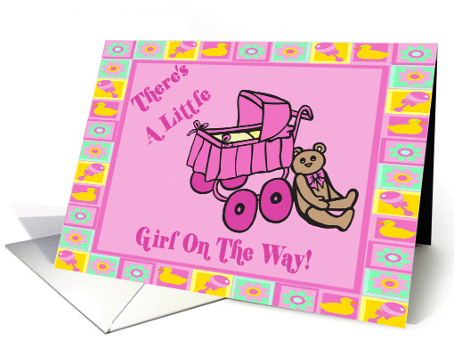 Teddy Bear Baby Girl Announcement card (344120)