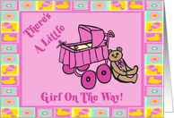 Teddy Bear Baby Girl Announcement card