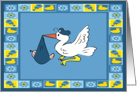 Stork Baby Boy Announcement card