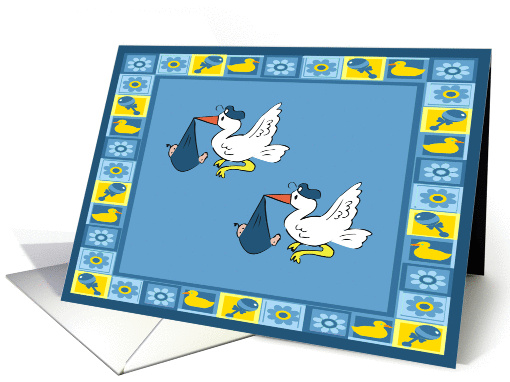 Stork Baby Twin Boys Announcement card (344154)