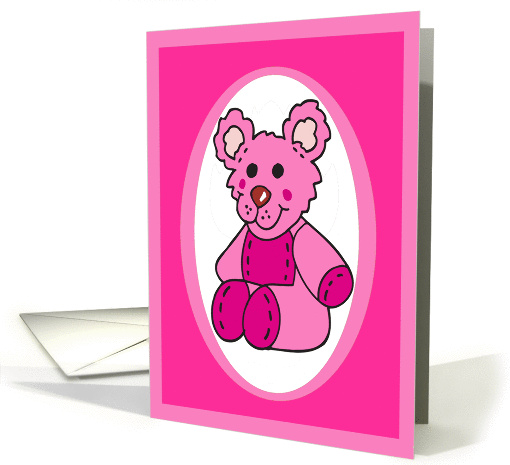 Pink Bear Baby Girl Adoption Announcement card (345315)