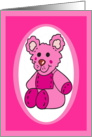 Pink Bear Baby Girl Adoption Congratulations card