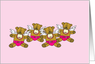 Quadruplets Little Girl Angels Card