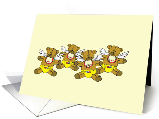 Quadruplets Cute Little Angel Pregnancy Announcement card (347324)