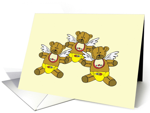 Triplets Cute Little Angel Pregnancy Announcement card (347326)