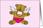 Teddy Bear Angel Baby Girl Adoption Announcement Card