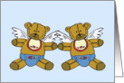 Teddy Bear Angel Twin Boys Adoption Announcement Card