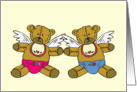 Teddy Bear Angel Twins Adoption Announcement Card