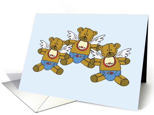 Teddy Bear Angel Triplets Adoption Announcement card (347632)