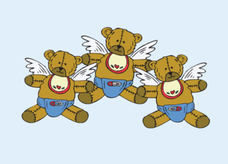 Teddy Bear Angel Triplets Adoption Announcement Card