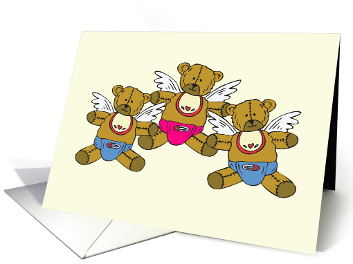 Teddy Bear Angel Triplet Adoption Announcement card (347636)
