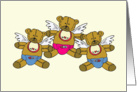 Teddy Bear Angel Triplet Adoption Announcement Card