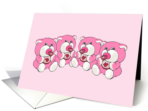 New Grandparents Quadruplet Girls Congratulations card (348220)
