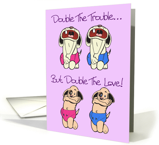 Double Trouble Twin Girl & Boy Congratulations card (348715)