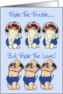 Triple Trouble Triplet Boys Congratulations Card