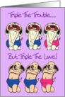 Triple Trouble Triplets Announcement Card