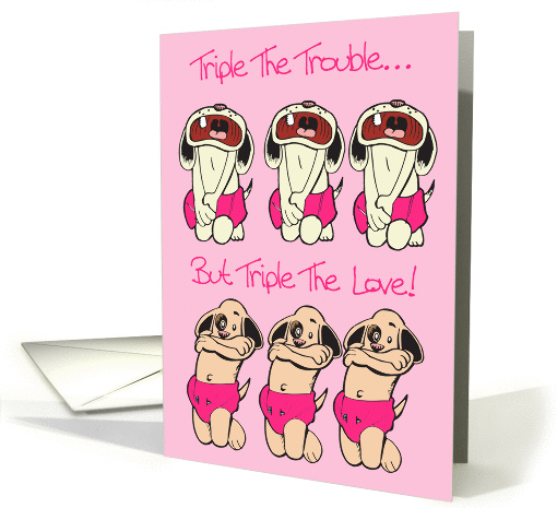 Triple Trouble Triplet Girls Announcement card (348743)