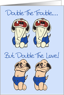 Double Trouble Twin Boys Announcement Card