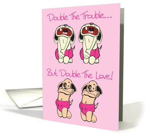 Double Trouble Twin Girls Announcement card (348753)