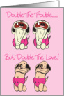 Double Trouble Twin Girls Announcement Card