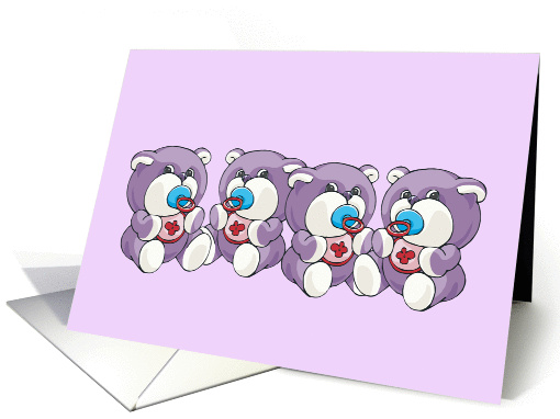 New Baby Quadruplets Announcement card (349107)