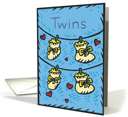 New Baby Blue Twins Announcement card (349113)