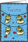 New Baby Blue Twins Announcement Card