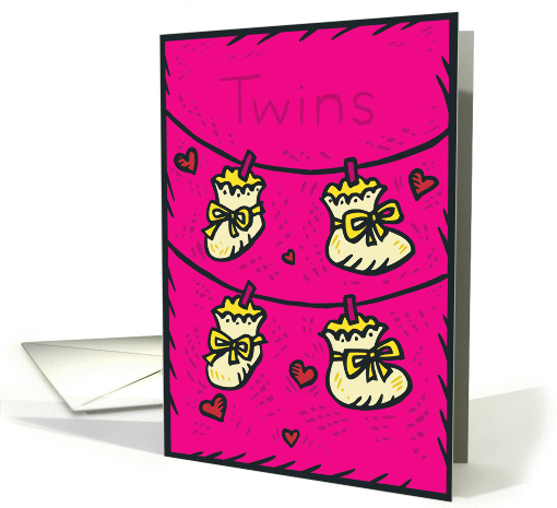 New Baby Pink Twins Announcement card (349117)