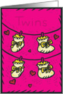 New Baby Pink Twins Announcement Card