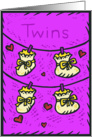 New Baby Purple Twins Announcement Card