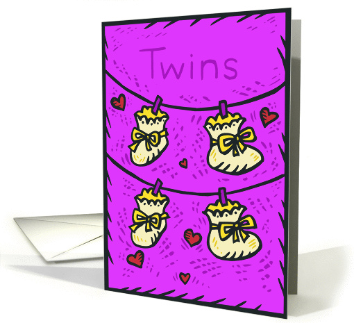 New Baby Purple Twins Congratulations card (349163)