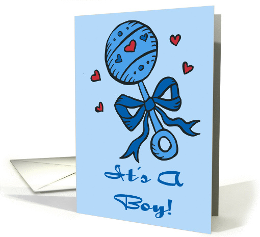 It's A Boy Baby Rattle Birth Announcement card (349944)