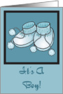 It’s A Boy Baby Booties Birth Announcement Card