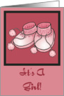 It’s A Girl Baby Booties Birth Announcement Card