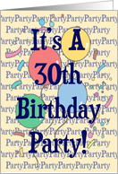 Balloons 30th Birthday Party Invitation card